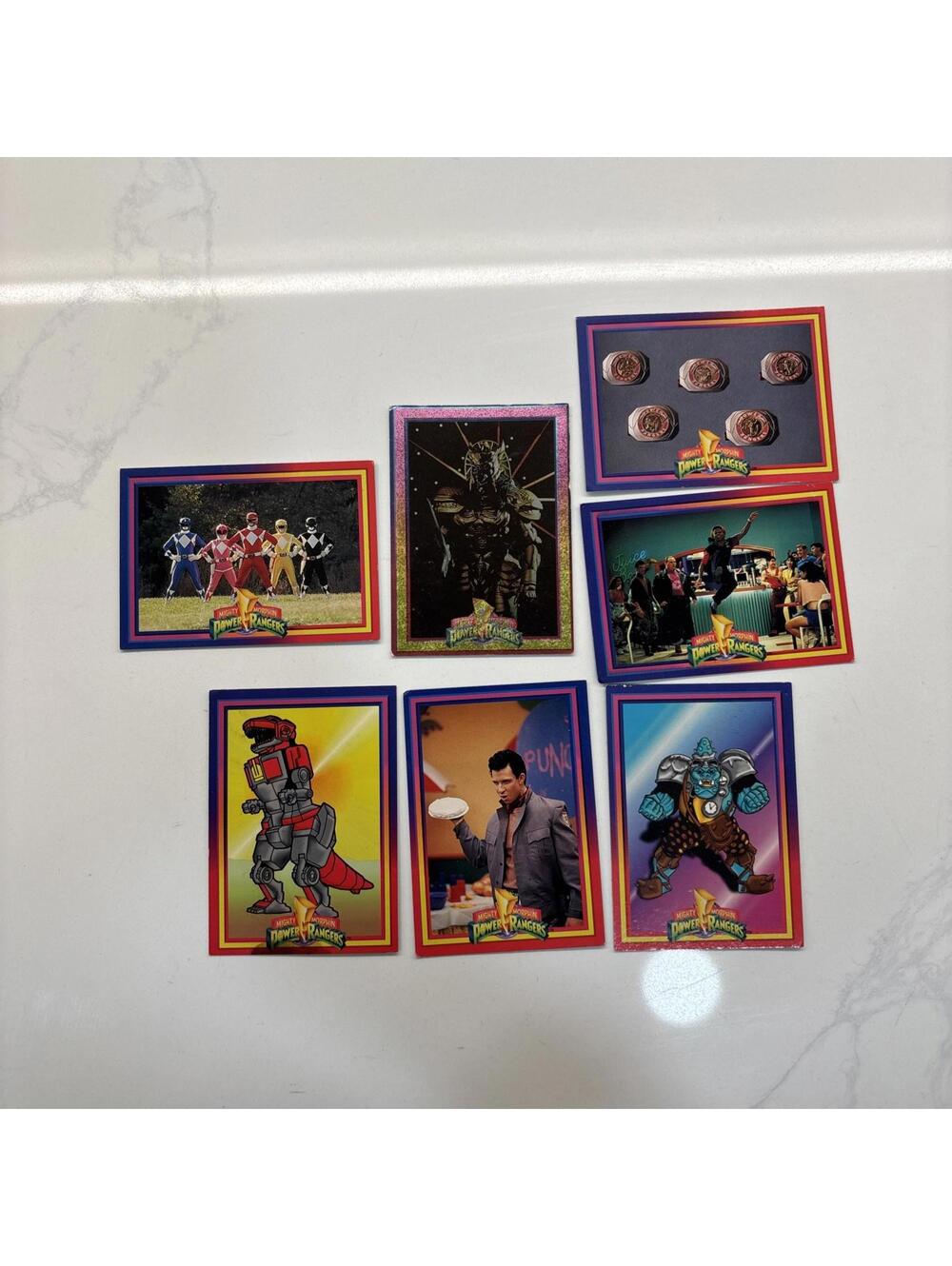Lot of 7 Mighty Morphin Power Rangers 1994 Cards